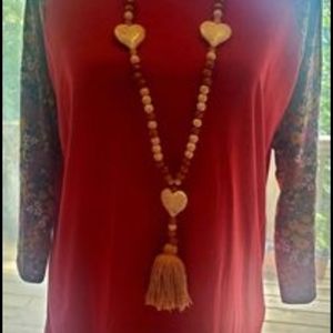 Women Tassel Wooden Beads Necklace Pendant Bohemian Chain Jewelry Accessory NEW